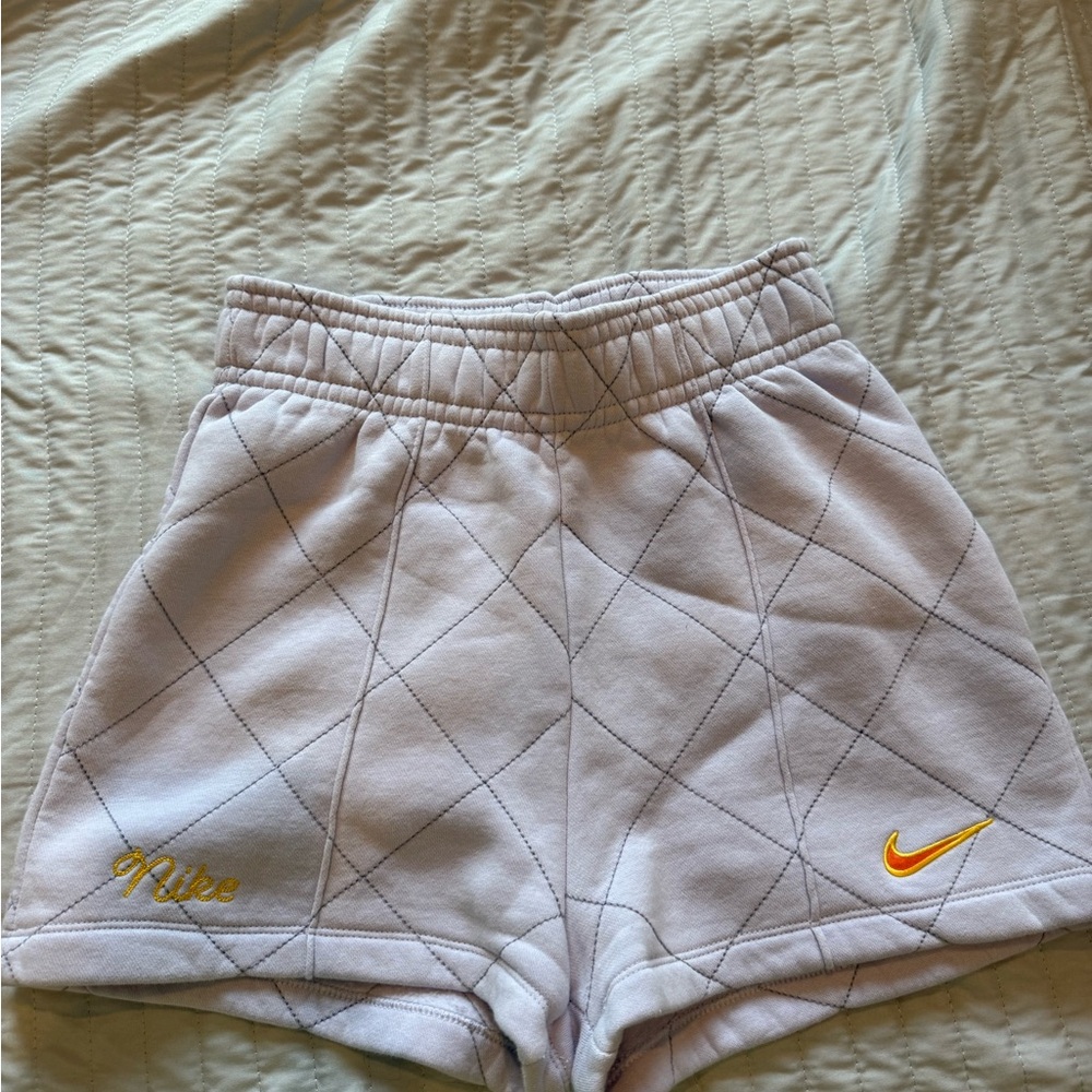 Nike Quilted Shorts - Light Purple with Orange Accents